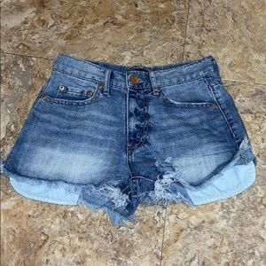 Blue jean high waisted cheeky shorts